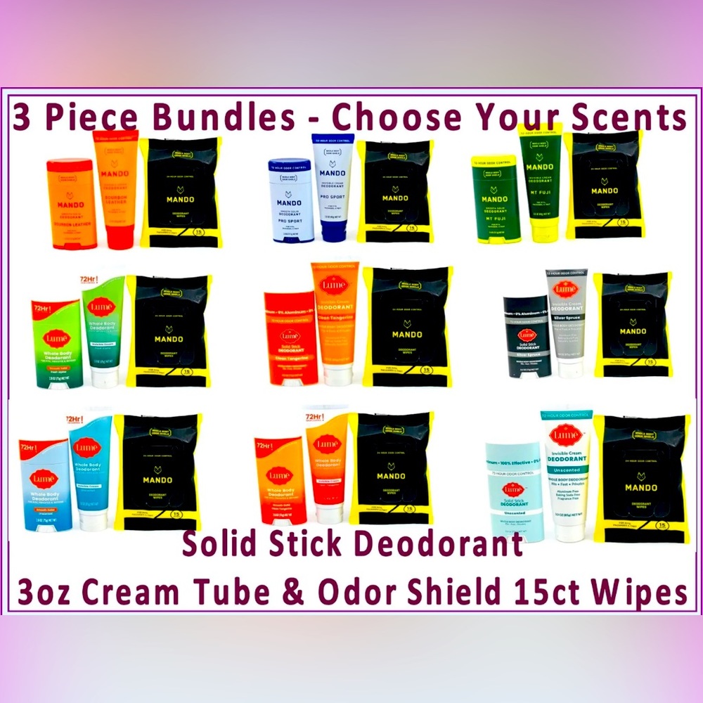 Solid Stick & Cream Tube Deodorant & Wipes Bundles
